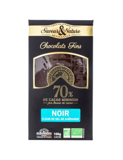 Chocolat Noir 70% Fleur de Sel Bio 80g