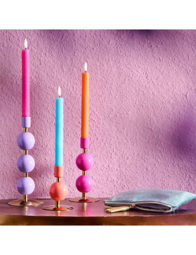 Bougeoir Pia métal rose 9x9x18cm