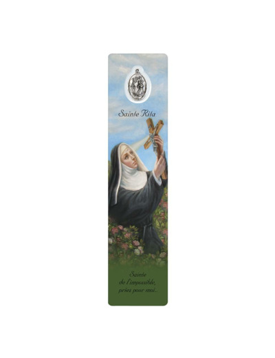 Signet plastifié avec médaille- STE RITA - Espagnol