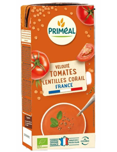 Velouté Tomates et Lentilles Corail Bio – 33 cl – Priméal