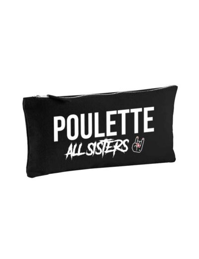 Pochette zippée en coton small - imprimée "Poulettes All Sisters" noire,