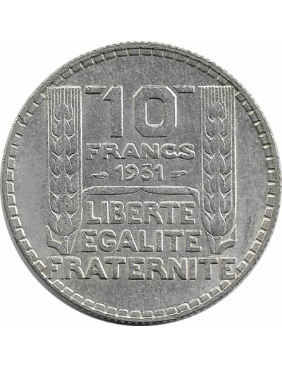 FRANCE 10 FRANCS TURIN ARGENT 1931 TTB+ N1