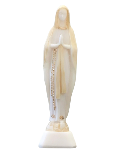 ND de Lourdes - Statue en albâtre 16cm -Beige et Or