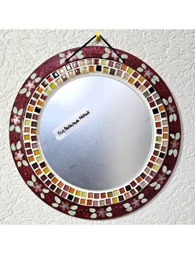 MON BEAU MIROIR – Bois, mosaïque & peinture (Ø 30 cm)