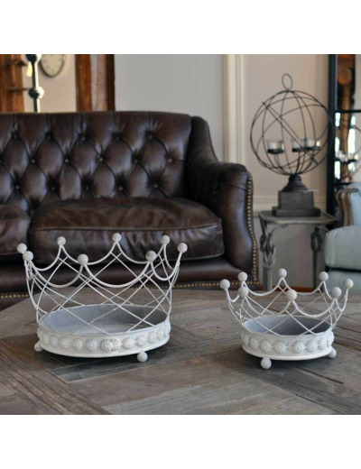 Ensemble de 2 Cache pots en Forme de Couronne Royale en Fer 16x14x14cm