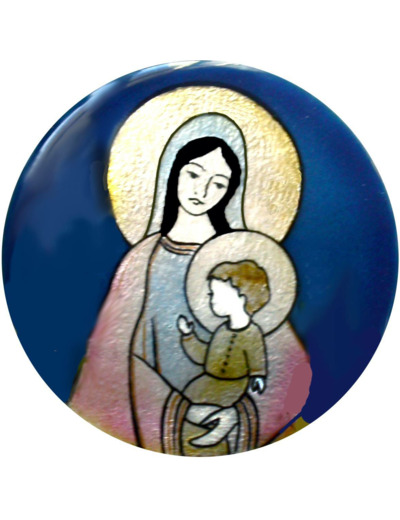 Vierge du Bon Secours + fleurs D10,5cm - EMAUX DU LIBAN