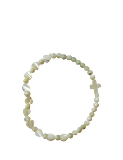 Bracelet Dizainier en Nacre  - COEURS et CROIX