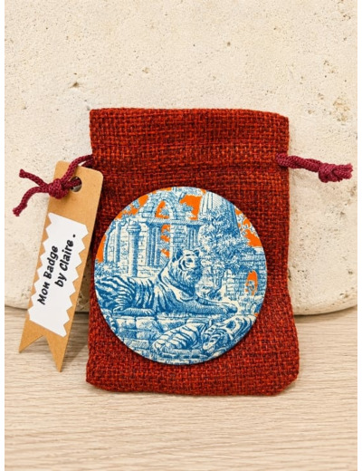 Badge Toile de Jouy Tigre-Création française