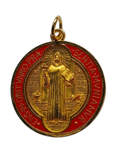 Médaille 31mm en Métal Doré Emaillé - St Benoît