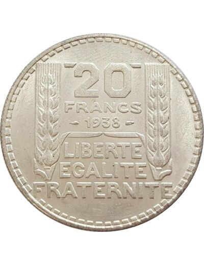 FRANCE 20 FRANCS TURIN 1938 TTB+ (G852) N1