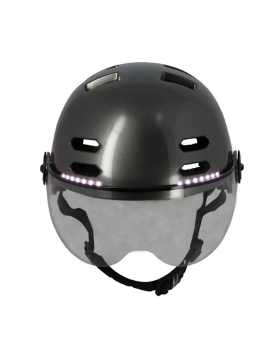 Casque urbain gris brillant - clignotants