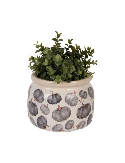 Pot de Fleurs céramique Citrouille gris 20x15cm