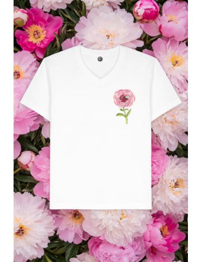 T-shirt col V flower bee