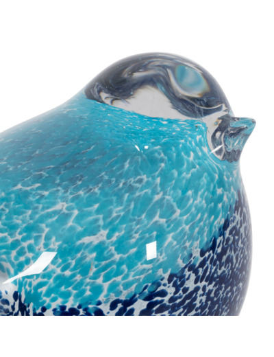Décoration oiseau bleu verre métal 13x8x15cm