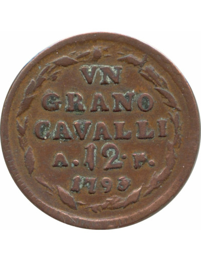 ITALIE (NAPLES) 1 GRANO 1793 TTB