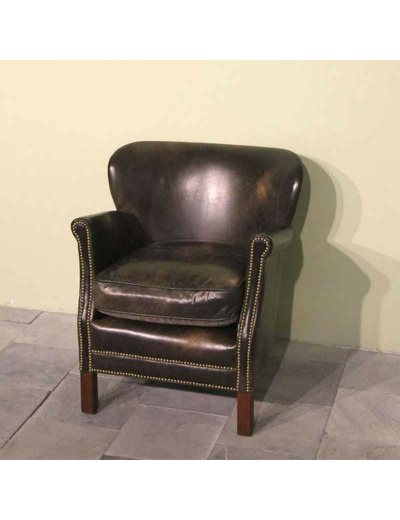 Fauteuil club vintage cuir Turner Camden 67x75cm