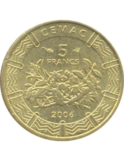 BANQUE DES ETATS DE L'AFRIQUE CENTRALE B.E.A.C. 5 FRANCS 2006 TTB+