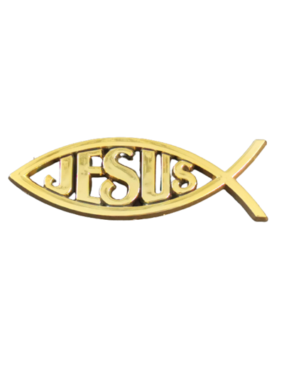 Autocollant Ichtus JESUS Doré 14x4.5xEp1.6cm