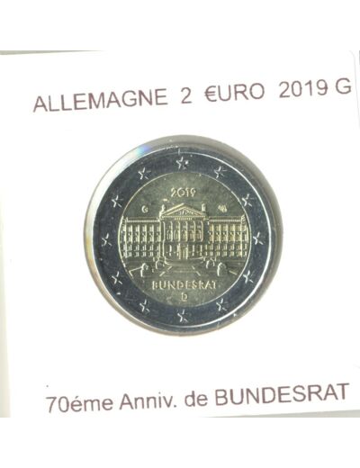 ALLEMAGNE 2019 G 2 EURO COMMEMORATIVE 70 eme ANNIVERSAIRE DE BUNDESRAT SUP