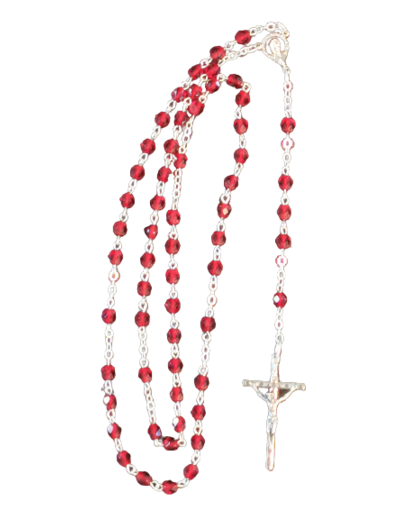 Chapelet Perles en Verre Sur Chaine Argentée - GRENAT