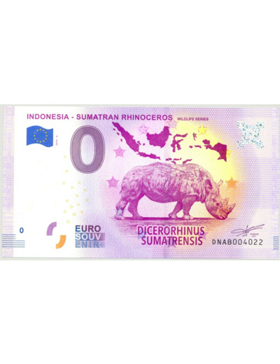 INDONESIE 2019-3 SUMATRAN RHINOCEROS BILLET SOUVENIR 0 EURO NEUF
