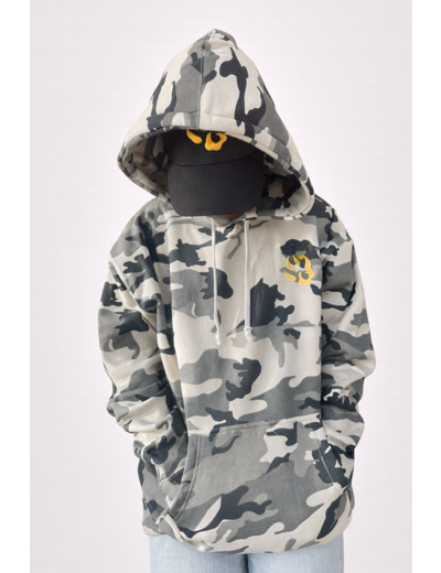 Sweat à capuche camouflage logo "petite patte de chien"