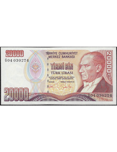 TURQUIE 20000 LIRA L.1970 (1995) Série G04 NEUF (W202)