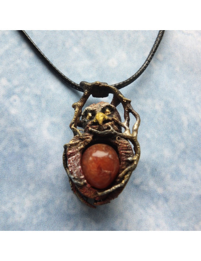 Pendentif "Les ailes de la nuit" pierre naturelle Cornaline