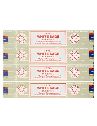 Encens Satya White Sauge - Sauge Blanche - 4 Boites de 15 gr