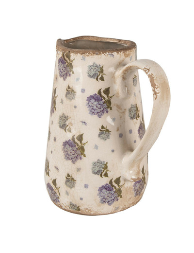 Vase pichet céramique beige bleu 16x12x18cm