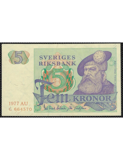 SUEDE 5 KRONOR 1977 Série AU SPL (W51c)