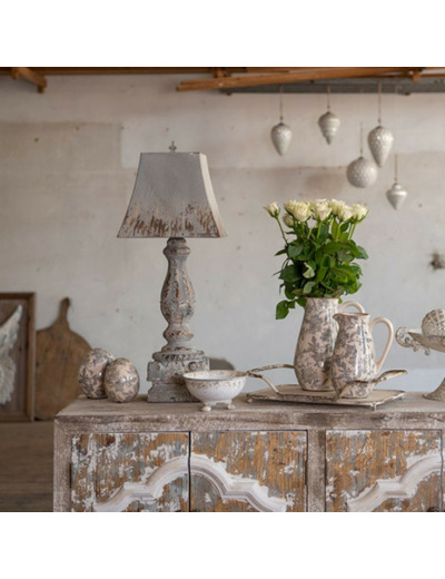 Pichet décoratif en céramique fleurs grises 20x14x25cm