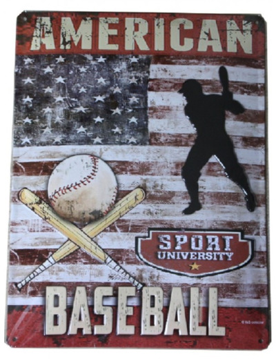 Plaque métal American Baseball - 15 x 20 cm.