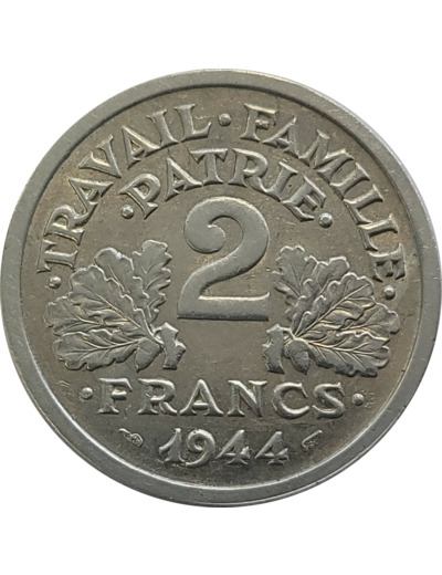 FRANCE 2 FRANCS BAZOR ALUMINIUM 1944 SUP (G536)