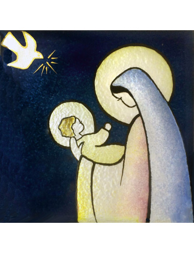 Vierge du Malade 8,1X8,1cm - EMAUX DU LIBAN