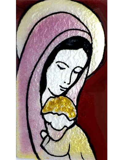 Mère et Fils rouge 7X4cm - EMAUX DU LIBAN