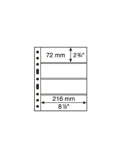 PAGES PLASTIQUES GRANDE 4 bandes pour Billets ou Carnets de timbres 316329