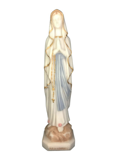 ND de Lourdes - Statue en albâtre 20cm -Couleur