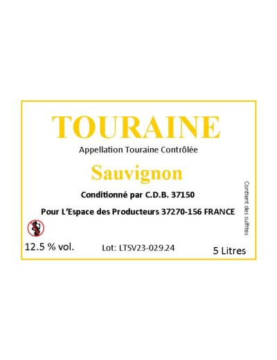 AOC Touraine Sauvignon – Bag-In-box 5 Litres