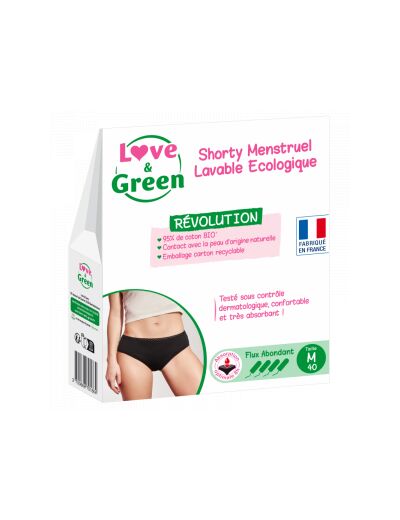 Shorty Menstruel Lavable Ecologique Taille 40 Flux abondant