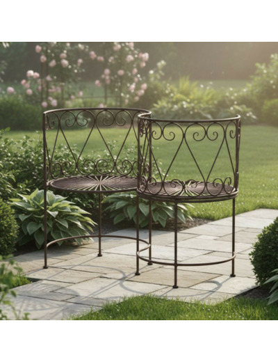 Banc de Jardin Confident en Fer Forgé Marron Vieilli 105x53x85cm