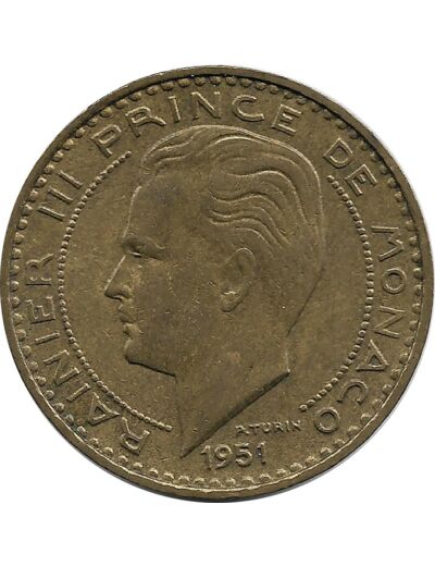 MONACO 20 FRANCS 1951 TTB