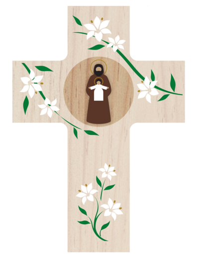 Croix Louange - Saint Joseph - patinée - 14x10cm