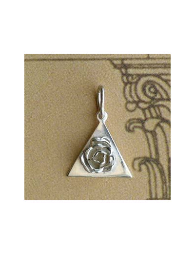 Pendentif Triangle plein et Rose en argent