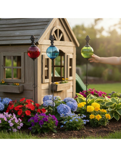 Ensemble 3 tuteurs boule pomme de pin 12x140cm