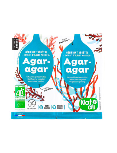 Gélifiant Alimentaire Végétal à l'Agar-agar Bio 2x4g