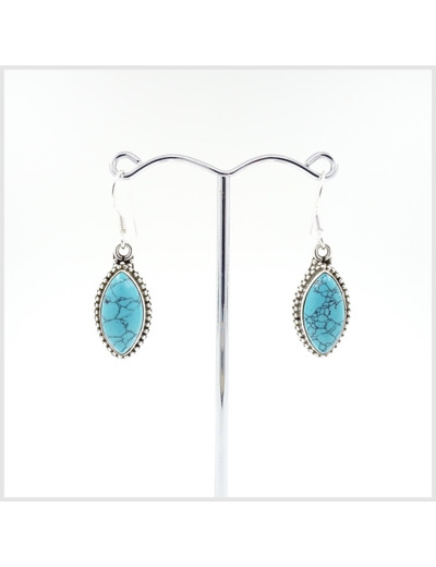 Boucles Turquoise en argent massif