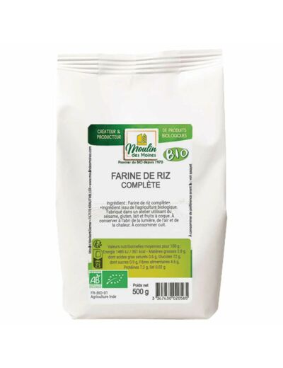 Farine de Riz complète Bio-500g-Moulin des Moines