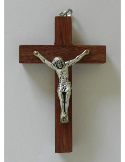 Crucifix en bois foncé 8x5cm- CHRIST CLASSIQUE