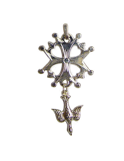 Croix Huguenote en Argent 925 21mm - Colombe Bombée